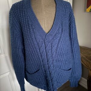 Cozy Blue Hand Knit Pullover